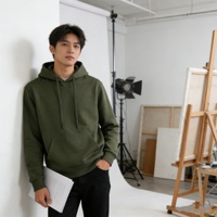 Pull à capuche doublé brodé en coton 100% de style européen personnalisé, coupe ample, tendance, couleur unie, adapté à l'automne
