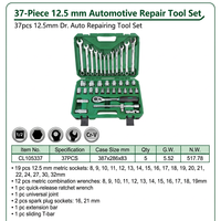 Kit d'outils de réparation automobile 37 pièces avec douilles, cliquet, joint universel et mallette