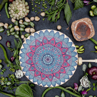 Sous-verres en céramique absorbant l'eau Mandala de haute qualité écologique de 3mm d'épaisseur avec support de fil noir pour tapis de table et tampons