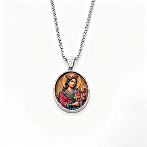 Ciondolo Vintage Ovale in Acciaio Inossidabile con Medaglione della Vergine Maria, Placcato Sottovuoto in Oro 18K, Charm Icona Religiosa Smaltata per Gioielli Fai da Te - Product Image 3