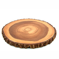 Bloc à découper classique en forme de bûche irrégulière en bois monobloc avec écorce pour planche à découper en bois