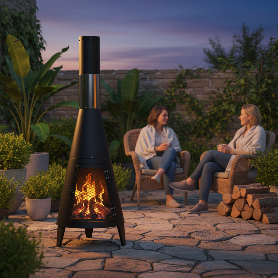 Outdoor Iron Chiminea Fire Pit Chimney Wood Burning Eco-Friendly Patio ...