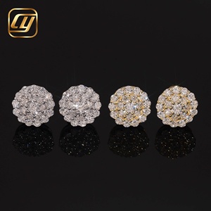 Aretes CHOYUE de Plata Esterlina 925 con Baño de Rodio, Diamante Cultivado en Laboratorio con Corte Brillante, Certificado IGI, Diseño de Flor de Sol, Unisex, para Boda - Product Image 1