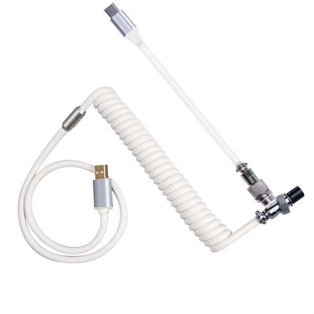 Colorful USB Type C to Type c Gx12 GX16 Coiled Mechanical Usb c Keyboard Cable With Aviator