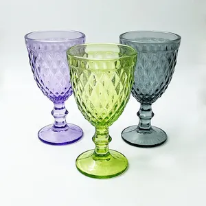 Copas Coupe de vino vintage de 12 OZ con diseño tallado, copa de pareja de colores para beber vino