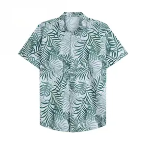 Benutzer definierte All Printed Summer 4-Wege-Stretch-Stoff Kurzarm Herren Button Down Kragen Hawaii hemd Tropical Beach Shirt