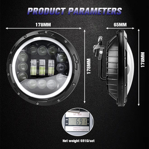 Faro LED de 7 Pulgadas para Automóvil, Foco LED de 60 W, Lámpara Antiniebla para Conducir, Ojo de <span class=keywords><strong>Ángel</strong></span>, Luces para Motocicleta, Luz de Trabajo para Camioneta Wrangler JL JK - Product Image 5
