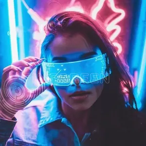 Glowing Led Party Glasses Christmas Halloween Party Cyberpunk Glowing Luminous Led Light Up Eye Glasses