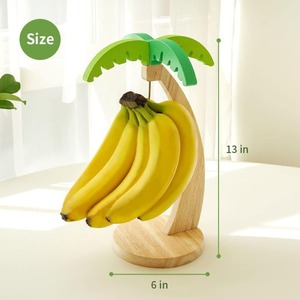 Support à bananes en bois pour la maison, le salon, le bureau, <span class=keywords><strong>rangement</strong></span> de fruits, support suspendu en bois massif avec crochet en forme de feuille, support vertical pour fruits - Product Image 3