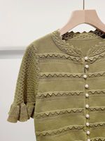 Nouvelle Collection Été 2026 : Ensemble Luxe Femme Tricoté 2 Pièces – Cardigan Court Élégant à Volants & Mini-Jupe Sirène Évasée à Volants – Tenue Décontractée