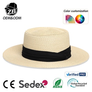 Sombrero de Paja Elegante de Ala Ancha al por Mayor, Protección UV, Gorra de Sol de Verano para Playa, Sombrero Panamá de Paja Personalizado para Mujer - Product Image 1