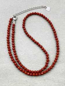 Red Jasper Dainty Gemstone <b>Necklace</b> with Micro Faceted Beads Trendy Minimalist Unisex Jewelry - Product Image 2