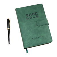 Agenda/Journal A5 en cuir PU avec logo personnalisé 2025, couverture rigide, carnet en papier journalier