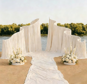 Arco de Boda Metálico Blanco Romántico con Diseño de Ondas, Decoración para Bodas en Jardín o <span class=keywords><strong>Playa</strong></span>, Suministro de Fábrica para Instalaciones Artísticas - Product Image 1