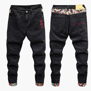 Quần Jean Nam Thời Trang Cao Cấp Màu Đen Size Lớn Kiểu Vintage Slim Xước Phong Cách Vải Kết Hợp Nhiều Màu - Product Image 1