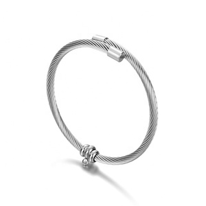 Yiwu Aceon Edelstahl 4MM Dickes Kabel Draht Plain DIY <span class=keywords><strong>Basis</strong></span> Schmuck Open Cuff Center Dreh haken für Charm Armreif - Product Image 3