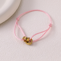Bracelet tressé réglable en acier inoxydable avec double anneau, style corde, pour femmes et hommes