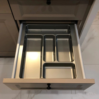 Organisateur de tiroirs de cuisine en ABS plateaux à couverts gris en plastique dans les armoires de cuisine porte-couverts plateau de rangement pour ustensiles