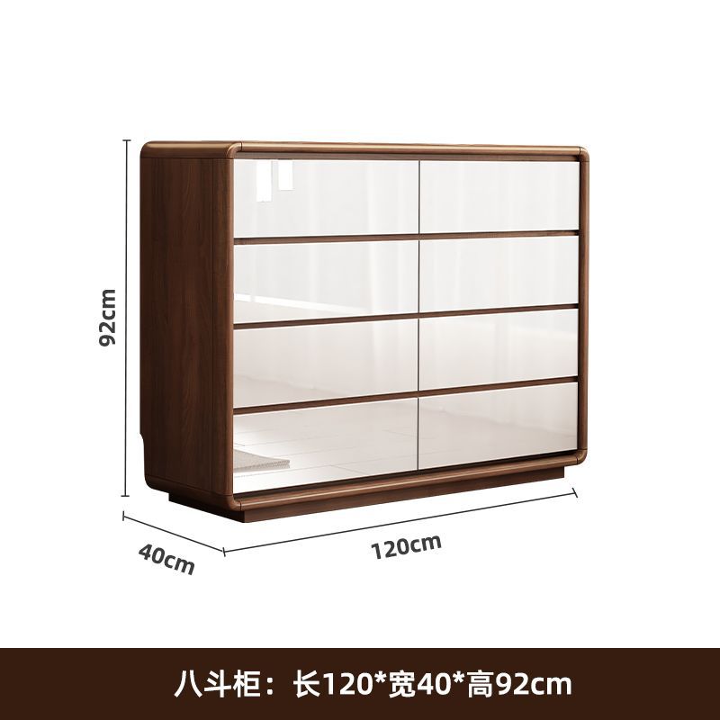 Walnut-covered white eight-drawer cabinet (120*40*92)