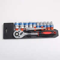 Jeu de clés à douille de 12 pièces de haute qualité 1/2 pouce pour réparation automobile, poignée à cliquet à dégagement rapide, kit d'outils manuels en plastique OEM
