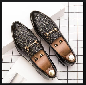 Calzado de Vestir Casual para Hombre, Diseño de Moda Invernal, Parte Superior Azul con Brillantina Dorada, Duradero, de PU, para Viajes y Aire Libre - Product Image 5