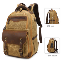 Sac à dos vintage en toile cirée imperméable à l'eau pour caméra numérique pour la photographie sac à dos pour ordinateur portable avec port USB