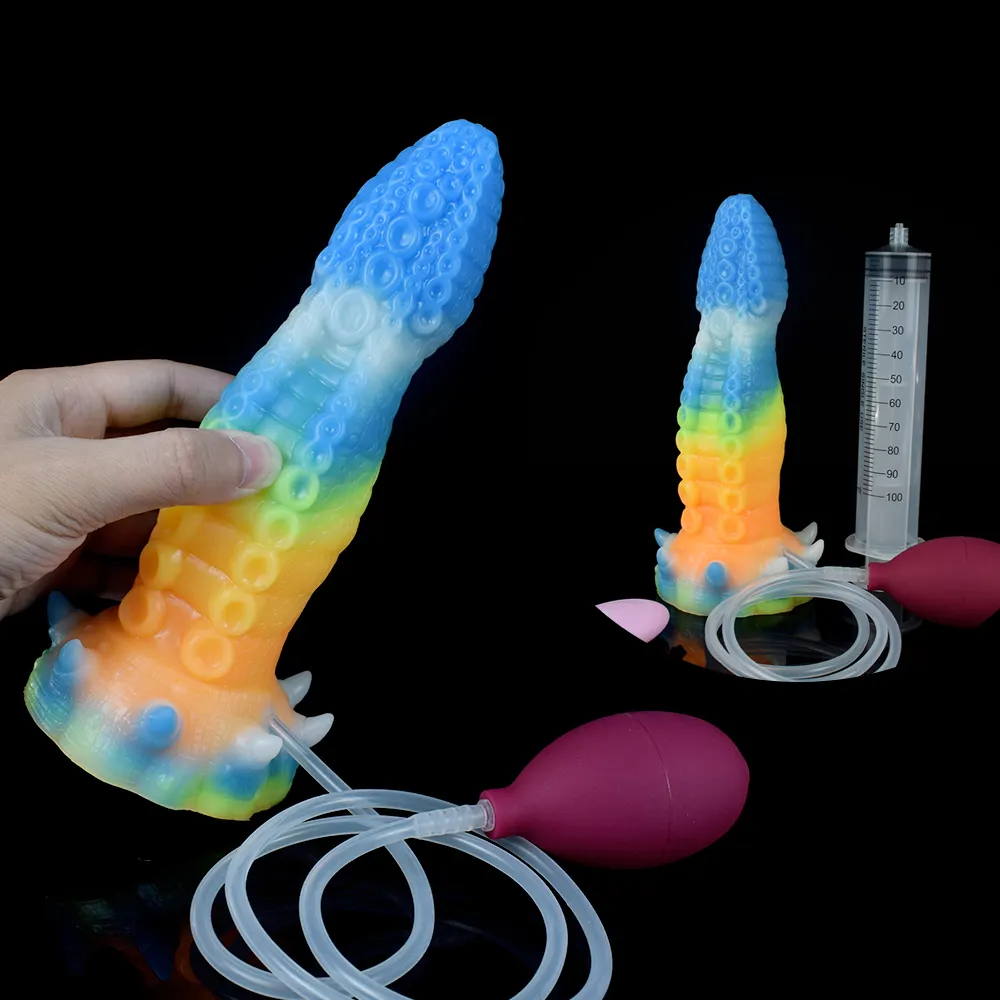 Vibratore Dildo che Squirting Glow In The Dark masturbatore massaggio vaginale femminile del punto G potente stimolare il giocattolo del sesso per le donne