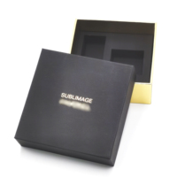 Boîte-cadeau de luxe en papier noir mat avec logo doré, couvercle supérieur et inférieur et base pour emballages de parfum, insert en mousse à usage cosmétique