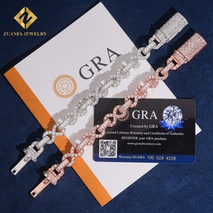 Pulsera de eslabones con diamantes de corte mixto en forma de 8 infinito, pavé completo, plata 925, joyería de moissanita, pulsera hip hop para hombre - Product Image 3