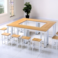 Ensemble de mobilier de classe en métal durable pour étudiants, table d'étude avec tabourets carrés