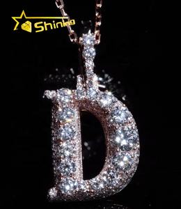 Liontin Huruf Perhiasan Hip Hop Moissanite Berkilau, Perak <span class=keywords><strong>Sterling</strong></span> <span class=keywords><strong>925</strong></span> Berlapis Rhodium, Bersertifikat GRA, Dapat Dipesan Sesuai Keinginan - Product Image 1