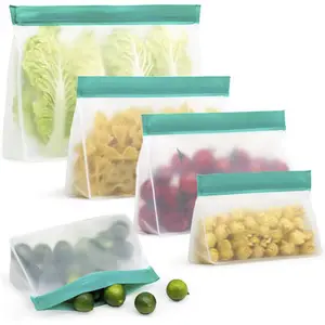 Saco de plástico reutilizável para armazenamento de alimentos, à prova de vazamento, refrigerador peva, frutas, leite, zíper fresco, saco de fechadura