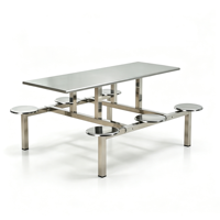 Ensemble de table et bancs de cantine en acier inoxydable sur mesure, table intégrée pour cantine commerciale, restaurant scolaire