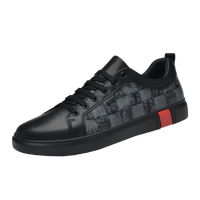 Chaussures de skate pour hommes, baskets tendance à carreaux et rayures, en cuir, basses, à lacets, plates, rétro, légères et respirantes
