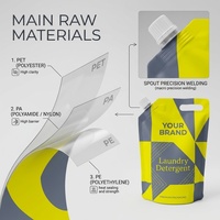 Pochettes souples à bec verseur en aluminium de 1L et 2L, marque privée, haute barrière, pour emballage de détergent liquide