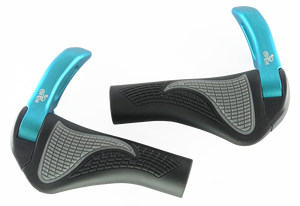 Poignées de vélo ergonomiques UFOR UG-101B en caoutchouc longues avec embouts réglables pour un confort en VTT et sur sentier - Product Image 1