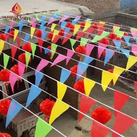 Guirlande de fanions colorés multicolores en forme de triangle pour décoration de fête, thème carnaval, anniversaire, extérieur et salle de classe
