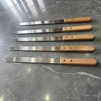 Brochettes plates en acier inoxydable de qualité alimentaire avec manche en bois naturel, réutilisables, pour kebab, barbecue et grillades de viande