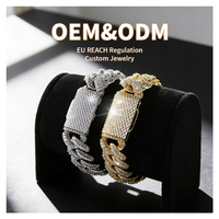 Gelang Grosir Kustom Mewah Fashion Hip-Hop Perhiasan Berkualitas Tinggi Tembaga Berlapis Emas Rantai Geometris Kalung Cincin