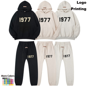 FO G <span class=keywords><strong>Felpa</strong></span> con Cappuccio Unisex di Alta Qualità 100% Cotone Invernale con <span class=keywords><strong>Stampa</strong></span> Floccata 3D 1977 Stile Americano High Street Casual - Product Image 1