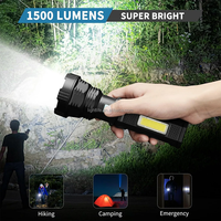 Lampe torche solaire LED rechargeable avec lumière latérale COB, étanche, puissante, lampe torche portative pour le camping et les situations d'urgence