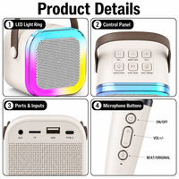 Altavoz de Karaoke Inalámbrico con Micrófono, Luz LED Portátil, Máquina de Canto para Niños, Fiestas Familiares, KTV Recargable, Regalo