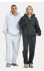 Felpa con Cappuccio e Mezza Zip per Uomo e <span class=keywords><strong>Donna</strong></span>, Alta Qualità, Trendy, Logo Personalizzato, Stampa ODM, Poliestere/Cotone, Vestibilità Ampia, Raglan - Product Image 3