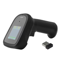 1D 2D CMOS inalámbrico 2,4G BT lector de código QR con pantalla ligero PDF417 escáner de código de barras de mano para logística supermercado