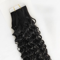 Extensions de cheveux humains naturels à boucles crépues douces, double épaisseur, couleur naturelle, à bandes adhésives, vente en gros directe usine