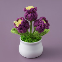 Fleur artificielle cadeau d'amitié tissé multi-tête bouffée lys petit bureau en pot salle de classe décoration lanterne fleur