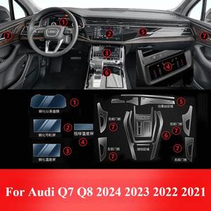 Para <span class=keywords><strong>Audi</strong></span> Q7 <span class=keywords><strong>Q8</strong></span> 2024 2023 <span class=keywords><strong>2022</strong></span> 2021 accesorios interiores película transparente TPU PPF Gear Panel consola central pegatina antiarañazos - Product Image 2