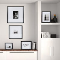 Ventes chaudes en gros, décoration murale familiale, cadres photo en bois carrés noirs de taille personnalisée pour mur ou table