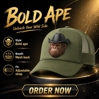Casquette Trucker 3D Tête de Singe Gorille Chapeau de Cowboy 5 Panneaux 100% Polyester Dos en Maille Respirante Streetwear Décontracté
