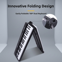 Piano pliable 61 touches, portable, pour débutants, jouet électronique, apprentissage et exercice pour enfants, clavier en plastique unisexe, âges 8-14 ans